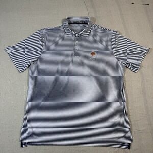 RLX Ralph Lauren Golf Polo Men's XL Blue White Stripe Kiawah Ocean Course Logo